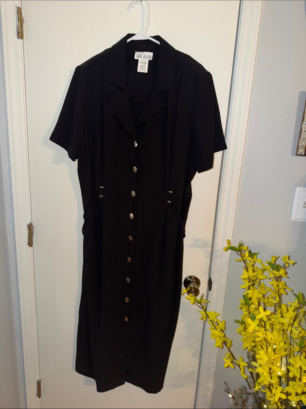 Lady Darby Black Button-Front Midi Dress